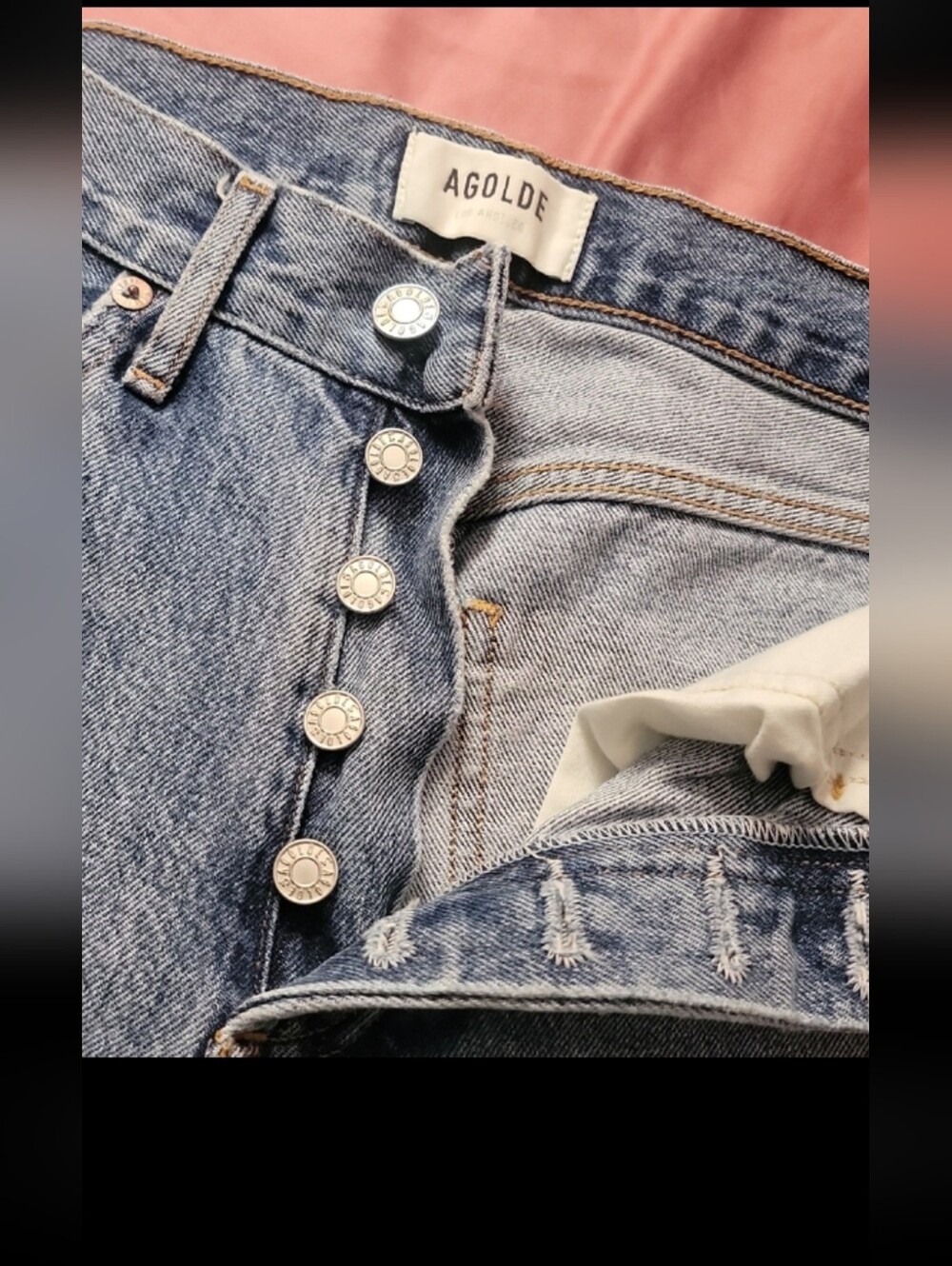 Agolde Distressed/High-Rise Button-Fly Jeans - Picture 14 of 14